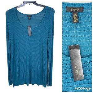 NWT Privé Teal cotton blend oversized sweater